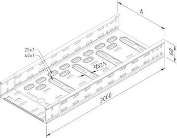 CTI60-100-07-3PG Kabelbaan ineenschuifbaan 3 mtr - pr/stuk