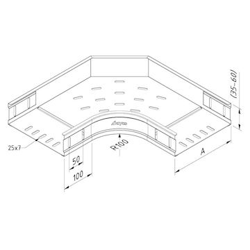 CT60-B90-600-PG Kabelbaan bocht